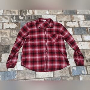 Maurices Women's Large Red Plaid Button Down Shirt